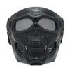 Black skull full face motorcycle and bicycle mask with a windproof lens