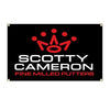 A black banner featuring the name SCOTTY CAMERON and the text FINE MILLED PUTTERS in red font with a crown logo above.