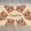 Cute Capybara Cartoon Birthday Party Backdrop