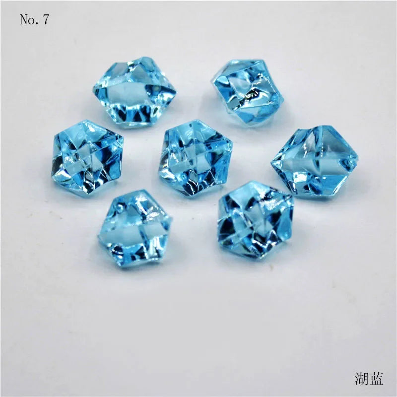 Seven faceted blue crystal ice cube acrylic stones for vase filler and decor