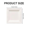 White square paper plate measuring 16cm or 6.3 inches.