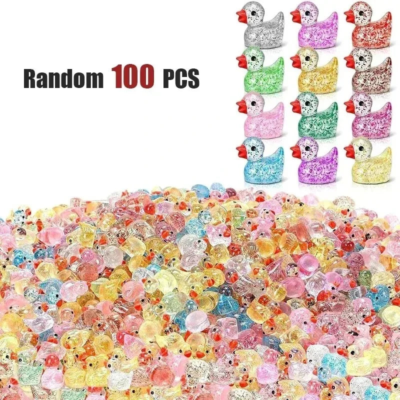 Mini Yellow Duck Resin Charms for DIY Crafts and Decor (200 Pack)