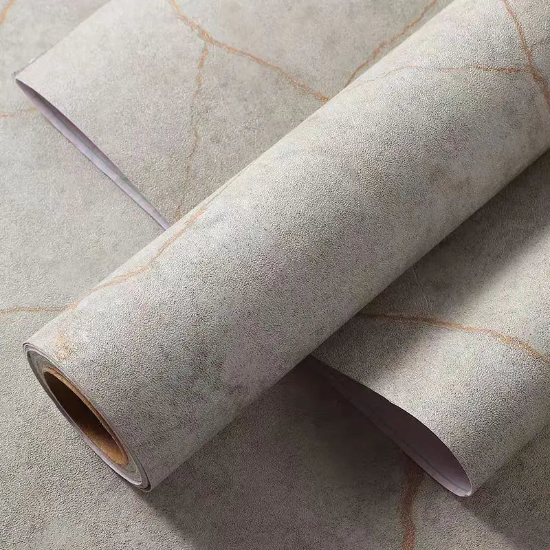 Roll of matte marble self-adhesive waterproof wallpaper with subtle veining texture