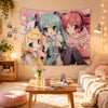 Vocaloid Anime Wall Tapestry featuring Hatsune Miku and friends in a colorful design