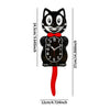 Black cartoon cat wall clock with a red swinging tail and a round face