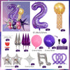 A set of purple and gold decorative balloons including a number 2, star shapes, and various balloon sizes.