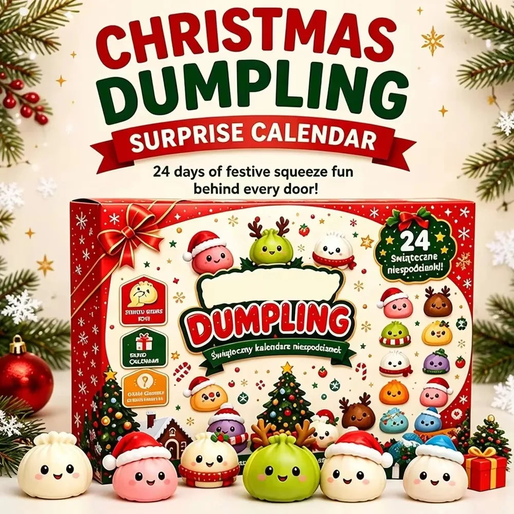 Christmas dumpling surprise calendar box featuring 24 days of festive squishy fun and cute food-themed items