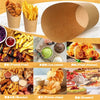 A collection of food items including french fries, fried chicken, potato chips, and desserts displayed on a white surface.