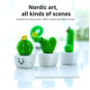 A set of four green resin succulent cacti in white pots for Nordic art home decor
