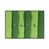 Abstract canvas art depicting a golf scene with figures on vertical green stripes.