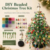 DIY beaded Christmas tree kit showing various beads ornaments and assembly materials for a holiday display