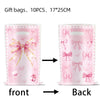 Front and back views of a set of 10 pink bow gift bags for party favors