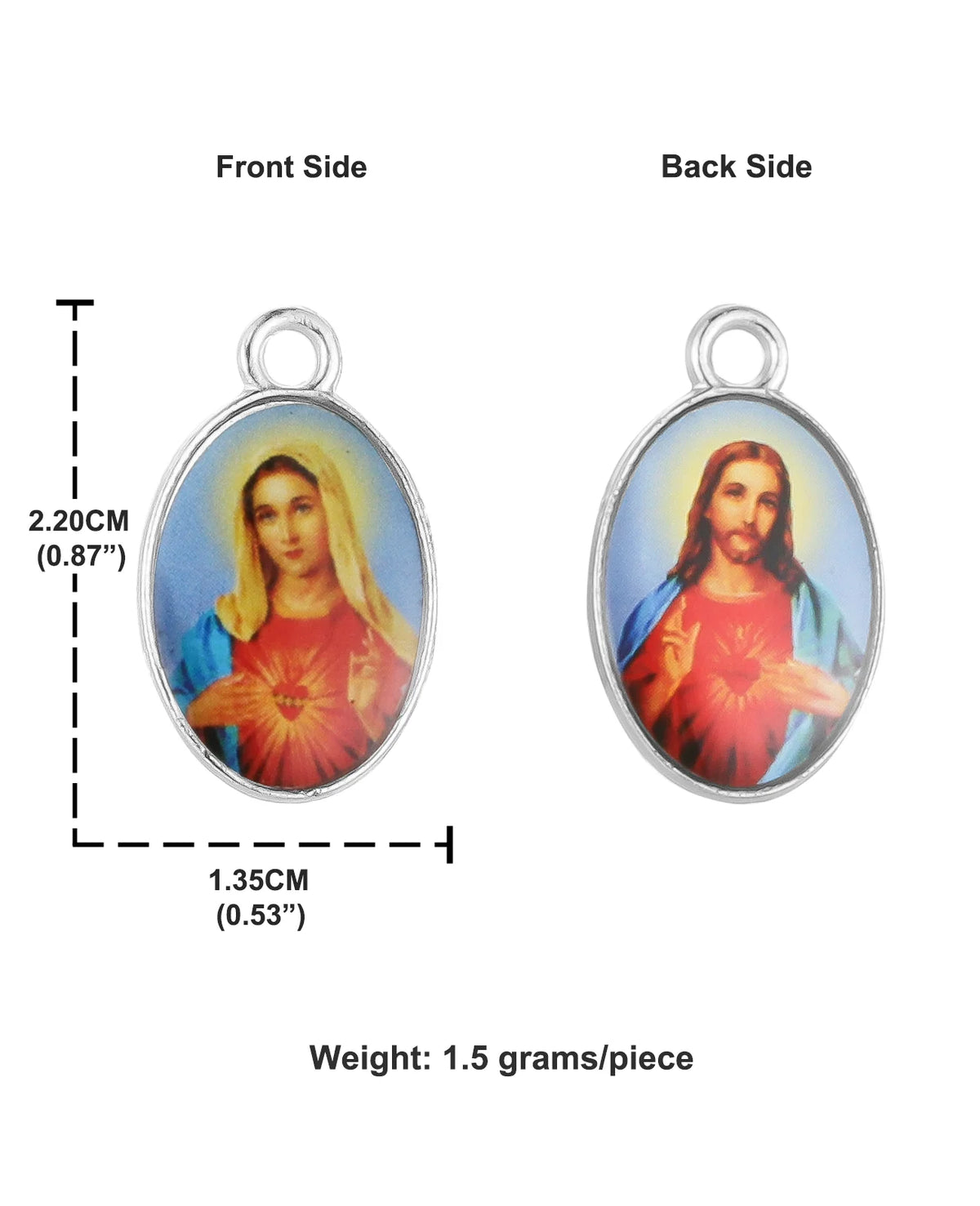 Avant et arrière d'un pendentif chrétien Saint-Michel de la Miséricorde représentant Jésus-Christ.