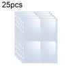 A set of 25 clear plastic photo card binders or sleeves.