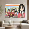 A vibrant anime wall tapestry featuring characters from Azumanga Daioh in a classroom setting.