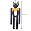 Black cat hanging ornament with yellow collar and black body, shown against a white background.