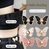 Demonstration of easy waist cinching using seamless detachable butterfly clips on black fabric.