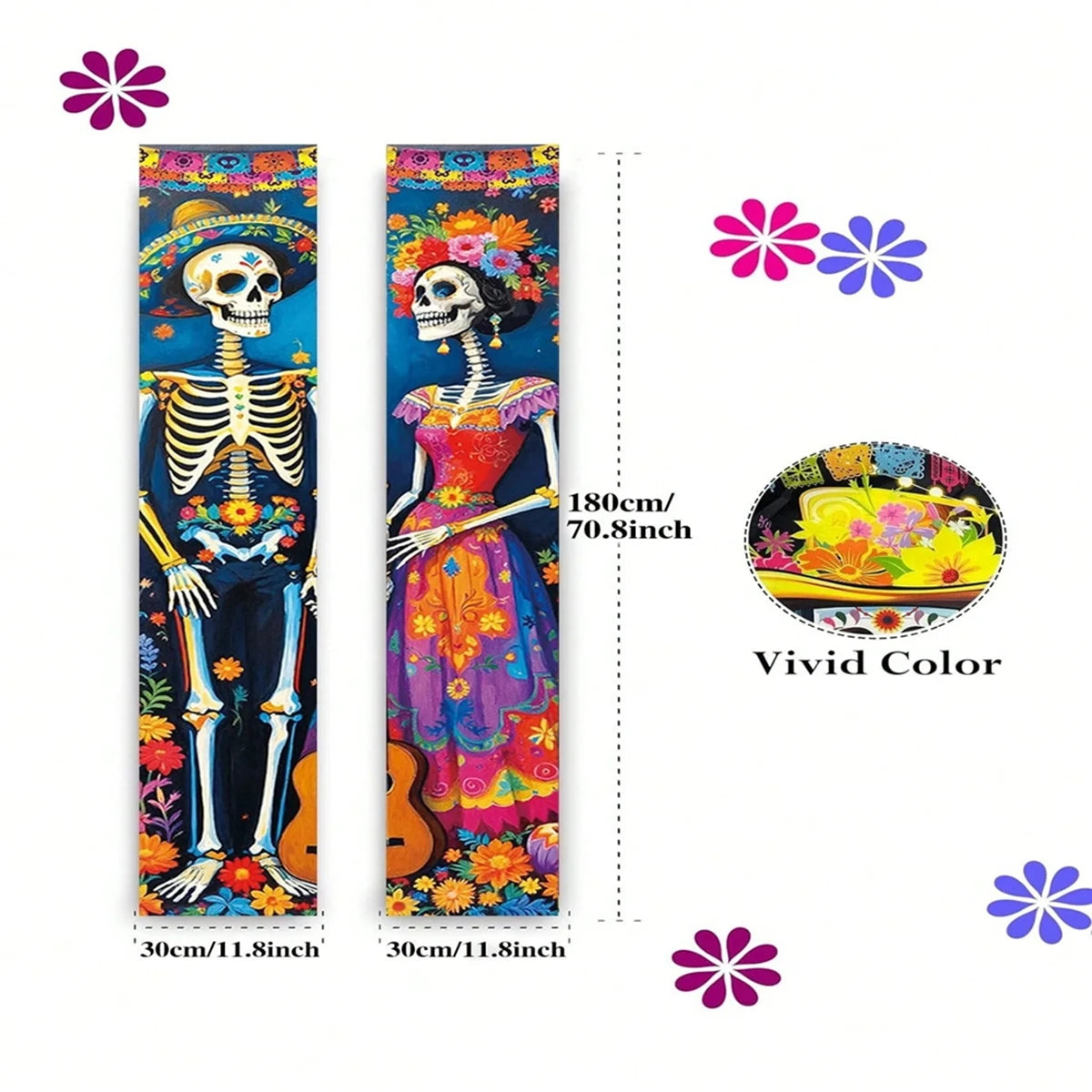 Day of the Dead Sugar Skull Door Banners – Set of 2