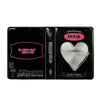 A black transparent photocard album featuring a heart-shaped clear window and decorative elements.