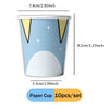 A set of 10 disposable paper cups featuring a light blue color with yellow triangular accents and a white dome shape.