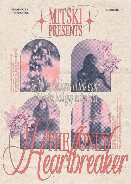 Album cover art for The Heartbreaker featuring a stylized silhouette and pink floral elements on a light background.