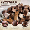 A collection of wooden comfort prayer crosses made from walnut and olive wood with smooth grips.