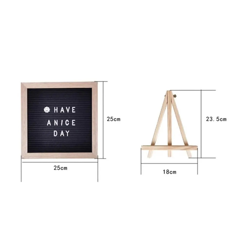 A wooden message board with the text HAVE ANICE DAY, shown with dimensions.