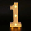 A luminous LED alphabet night light shaped like the number one, glowing yellow on a dark surface.