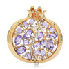 Gold and purple crystal pomegranate brooch pin for women