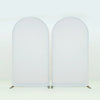 A seamless white stretchable arch backdrop cover for party and event decor.