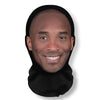 A black fabric mask covering the lower face and neck of a man's head.