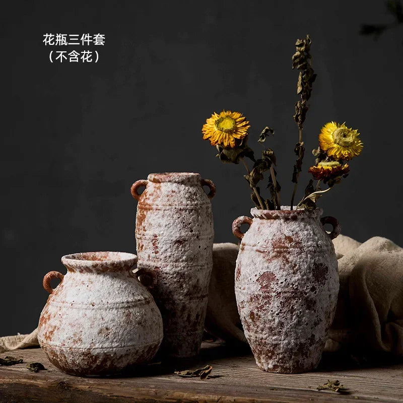 Mottled Ceramic Flower Vase – Antique Style Home Decor