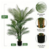 Artificial triple trunk palm tree with PE material leaves and a sturdy black pot base