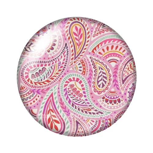 Round Leaf Pattern Flat Back Glass Cabochons for Jewelry Making