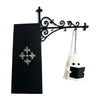 Black wrought iron book nook lamp featuring a white ghost design.