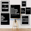 A collection of black and white motivational canvas wall art featuring quotes like Stronger Than Yesterday, Consistency, and 