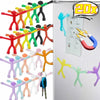 Colorful flexible mini figure refrigerator magnets showing various figures in red, yellow, green, and purple colors