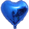 A close-up of a blue heart-shaped foil balloon filled with confetti and stars.