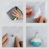 Hands demonstrate the use of strong adhesive wall hooks for temporary mounting.