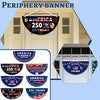 A banner featuring the text America 250th Birthday and the years 1776-2026 in patriotic colors