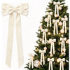 Burgundy Christmas Ornament Set with Silk Bows