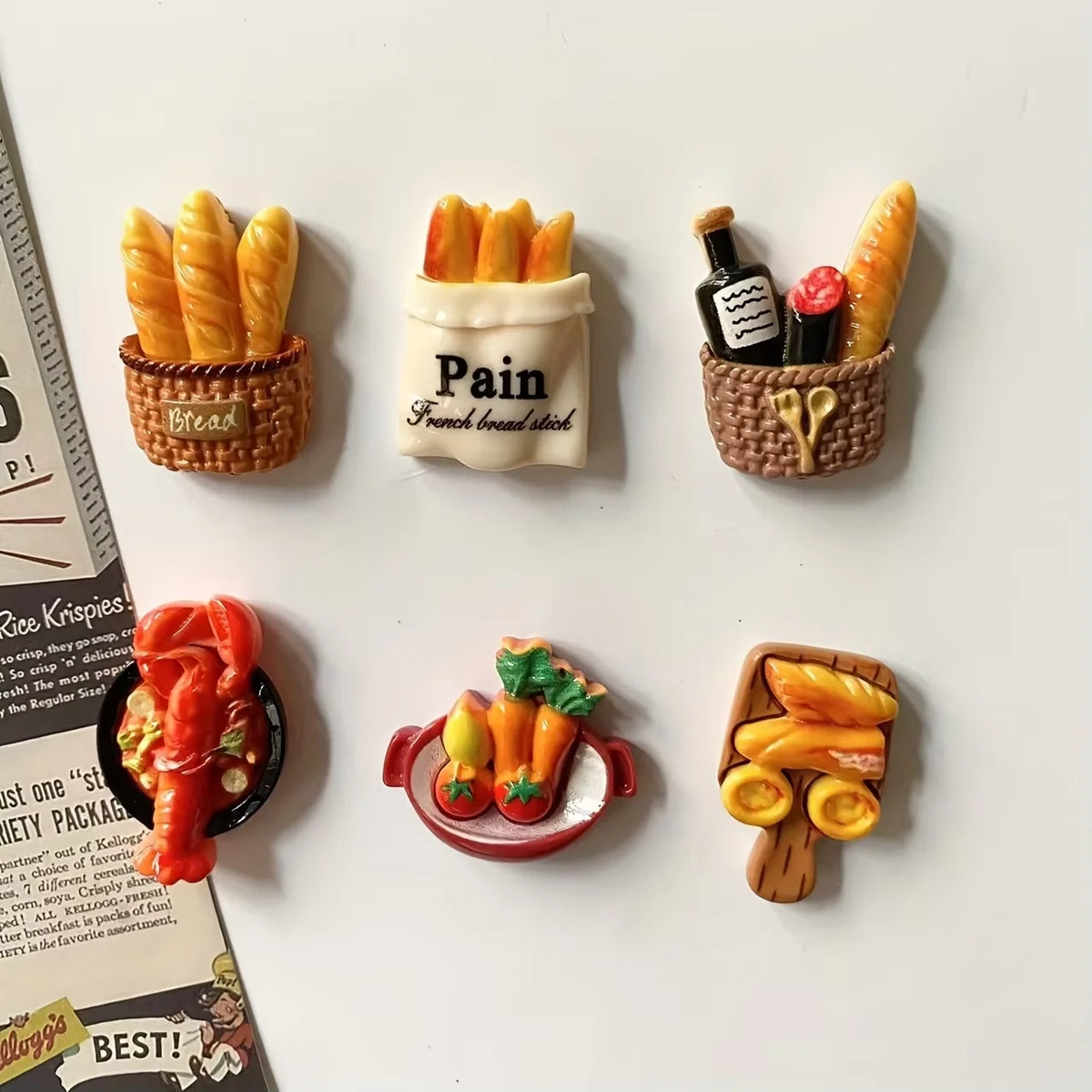 Realistic Bread Fridge Magnets Set — Cute Kitchen Decor & Note Holders