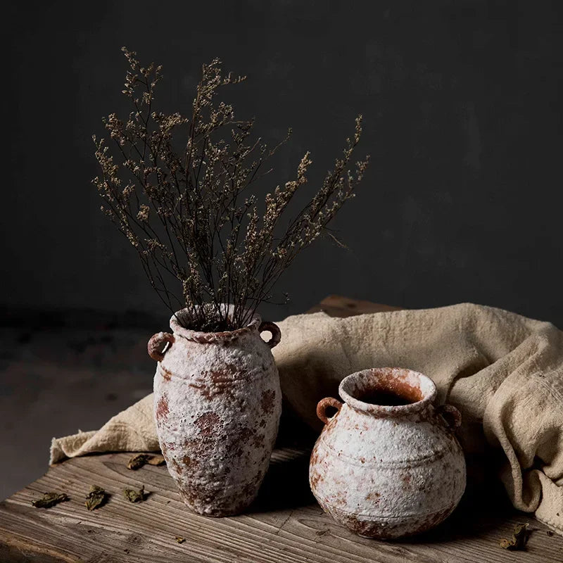 Mottled Ceramic Flower Vase – Antique Style Home Decor