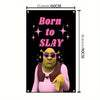 Bannière graphique d'une figure musclée verte avec des lunettes de soleil et le texte Born to SLAY.