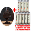 A set of nine canisters containing various types of incense sticks for burning.
