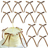 A set of elegant brown ribbon bow cake toppers in a coquette style, arranged for display.