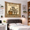 Medieval Cat in Soup Tapestry – Quirky Wall Hanging