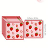 A set of 24 disposable strawberry-themed birthday party tableware items.