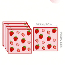 A set of 24 disposable strawberry-themed birthday party tableware items.