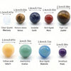 A set of nine natural crystal gemstone spheres including Mercury, Venus, Earth, Mars, Jupiter, Saturn, Uranus, Neptune, and P